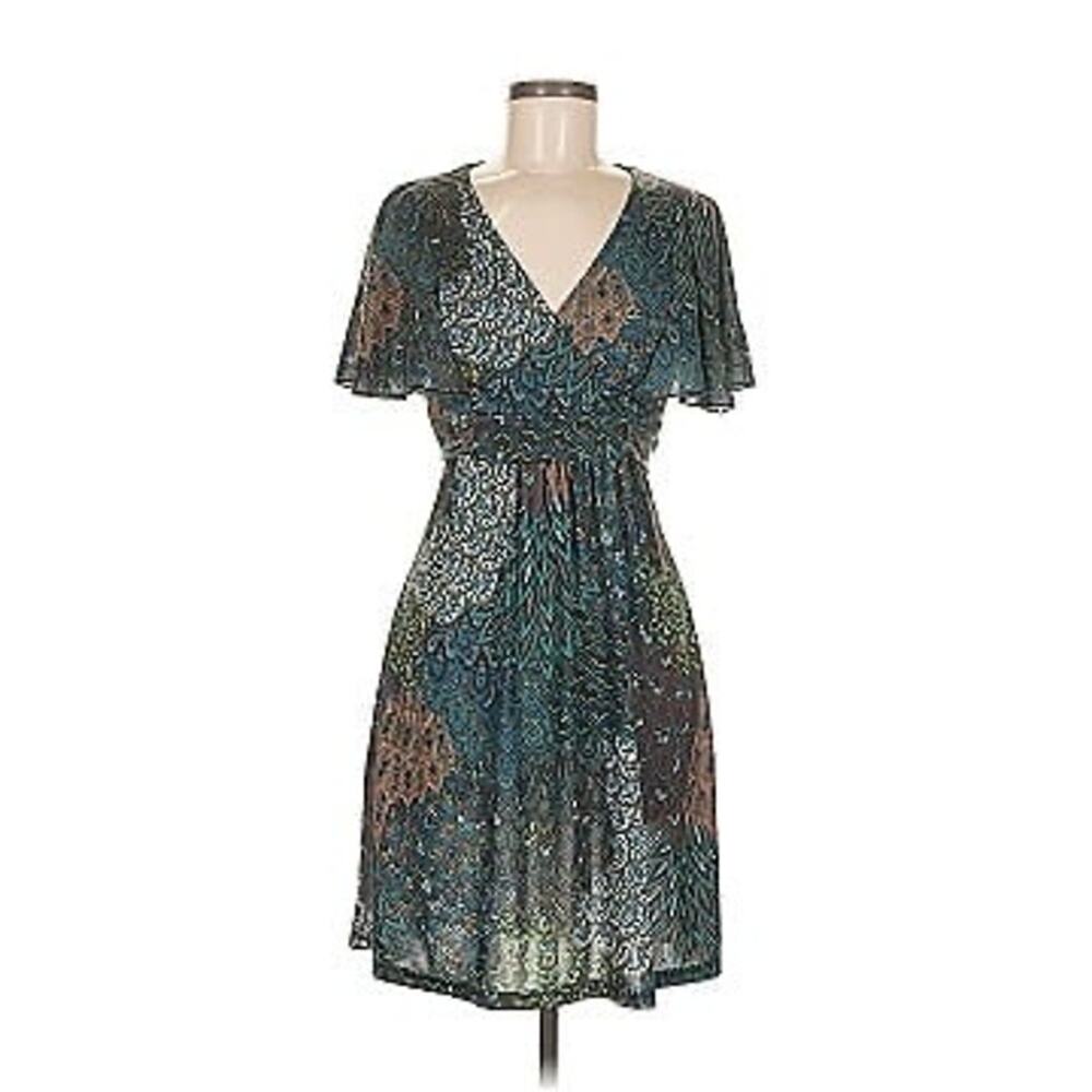 Hypnotik Dress Paisley Bohemian Womens Ruffle Sleeve Y2K Retro Hippie Wrap